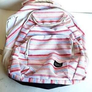 Roxy Backpack Pink Multicolored Salty Stripe Pattern Beach Travel Summer